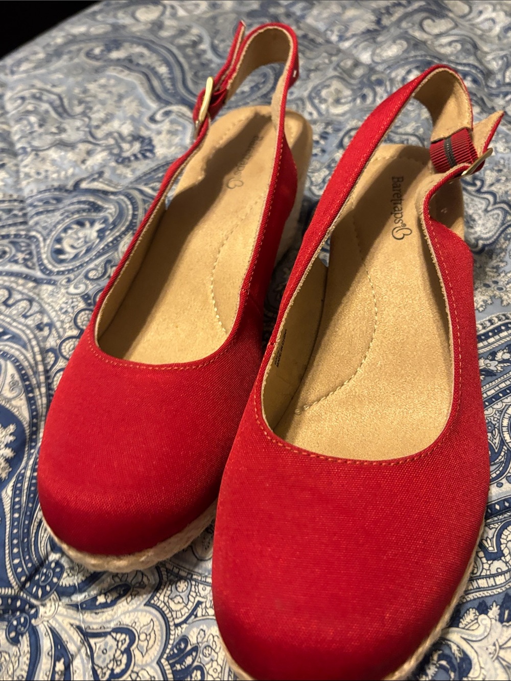 BareTraps Red Women's Espadrille Slingback Flats